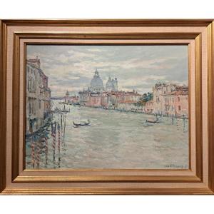 Jean Rigaud (1912-1999) - Venise Le Grand Canal Le Matin avec la salute