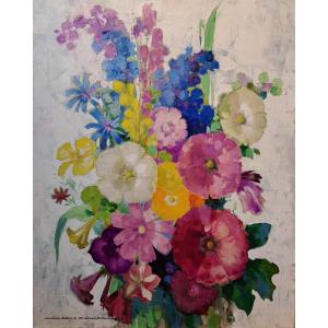 Jean Adrien Mercier (1899-1995), Bouquet De Fleurs, Huile