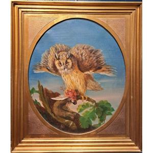 Suiveur De Jean Jacques Bachelier (1724-1806), Le Hibou Et Sa Proie, Huile