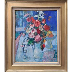 François GALL (1912-1987) - Bouquet de Dahlias