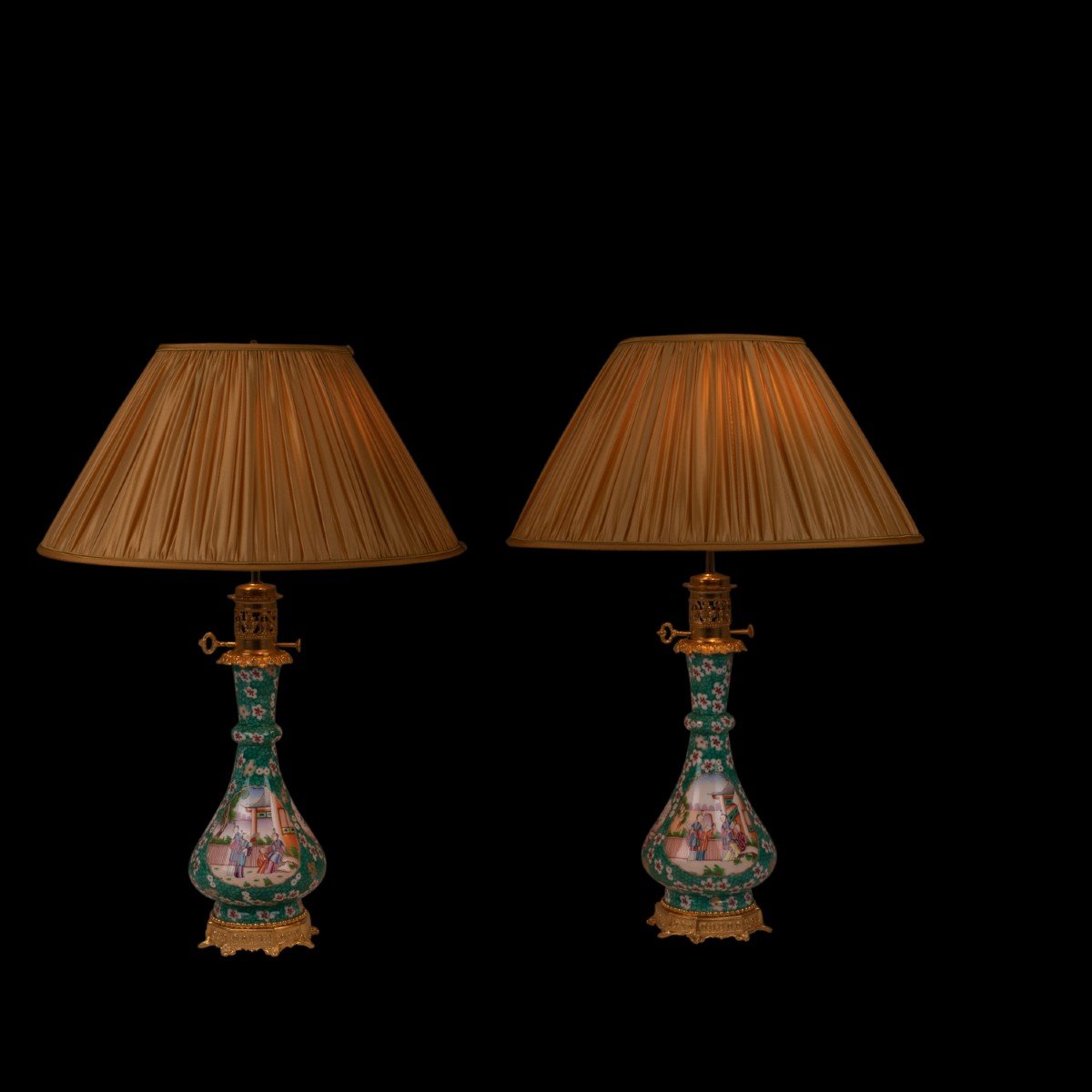 Pair Of Lamps In Porcelain Of Canton And Bronze, Circa 1880, Ls5546774b-photo-8