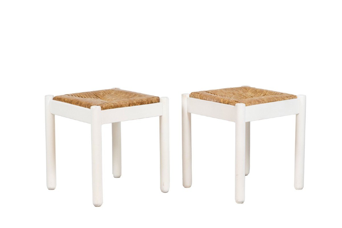 Pair Of Stools In Lacquered Wood, 1970s, Ls5593192a