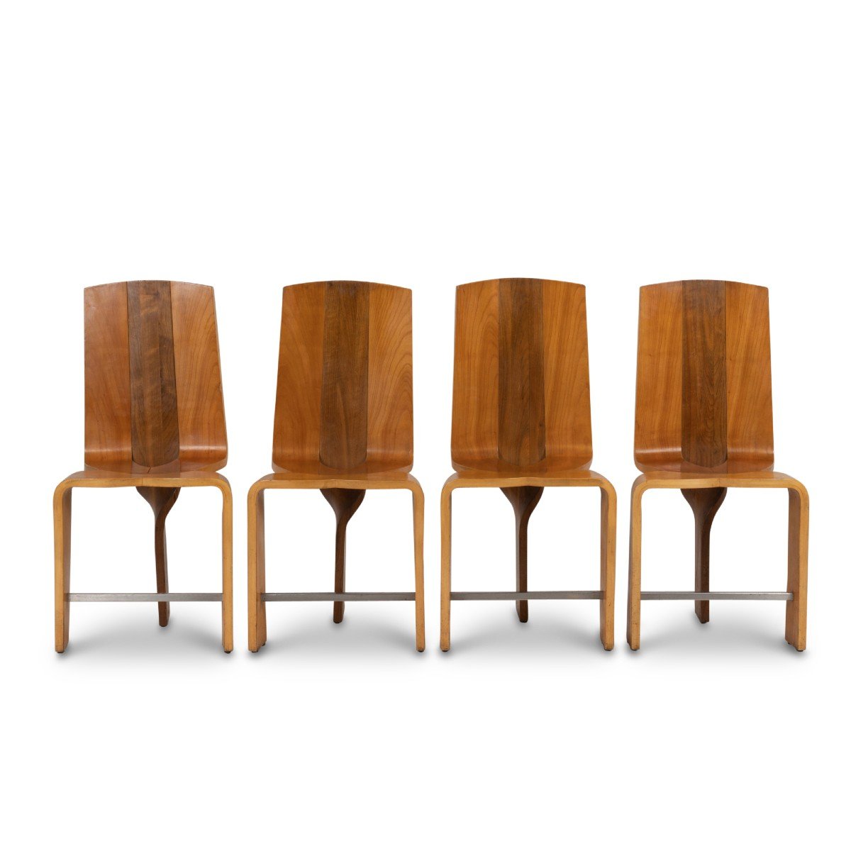 Series Of Eight Chairs Blond Cherry Wood, 1980s, Ls54792009b-photo-1