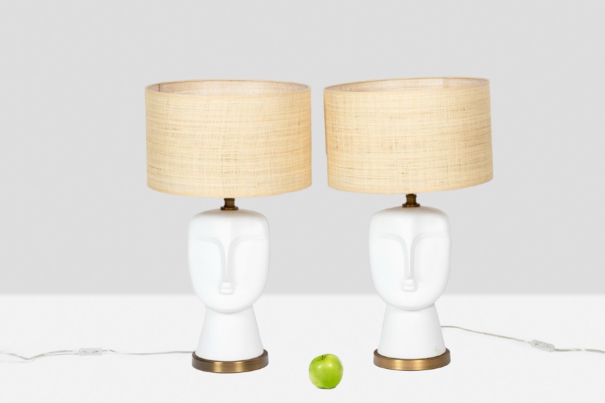 Pair Of White And Matte Opaline Lamps, 20th Century, Ls5726709b-photo-6