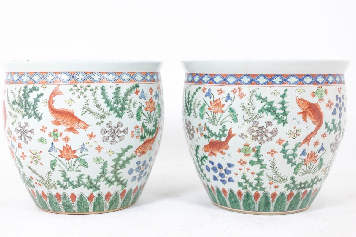 Pair Of Canton Porcelain Planters, Circa 1950, Ls5466708b-photo-2