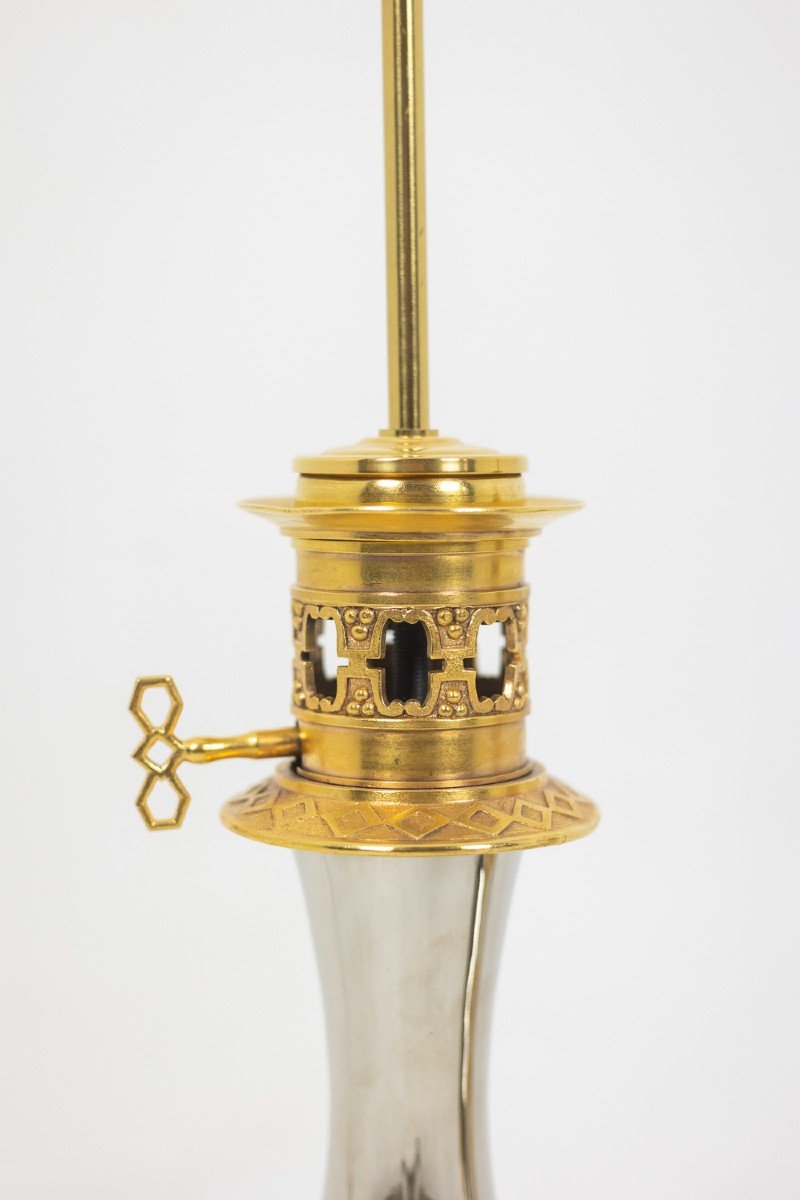 Paire De Lampes En Métal Et Bronze Doré, Circa 1880, LS5587716A-photo-2