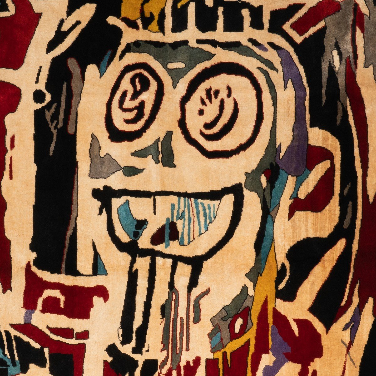 After Jean-michel Basquiat, Rug, Or Tapestry, In Wool. Contemporary Work. Ls60194506t-photo-4