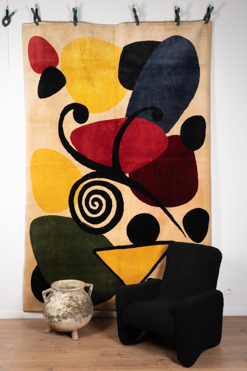 According To Alexandre Calder. Abstract Woolen Rug, Or Tapestry. Contemporary Work.