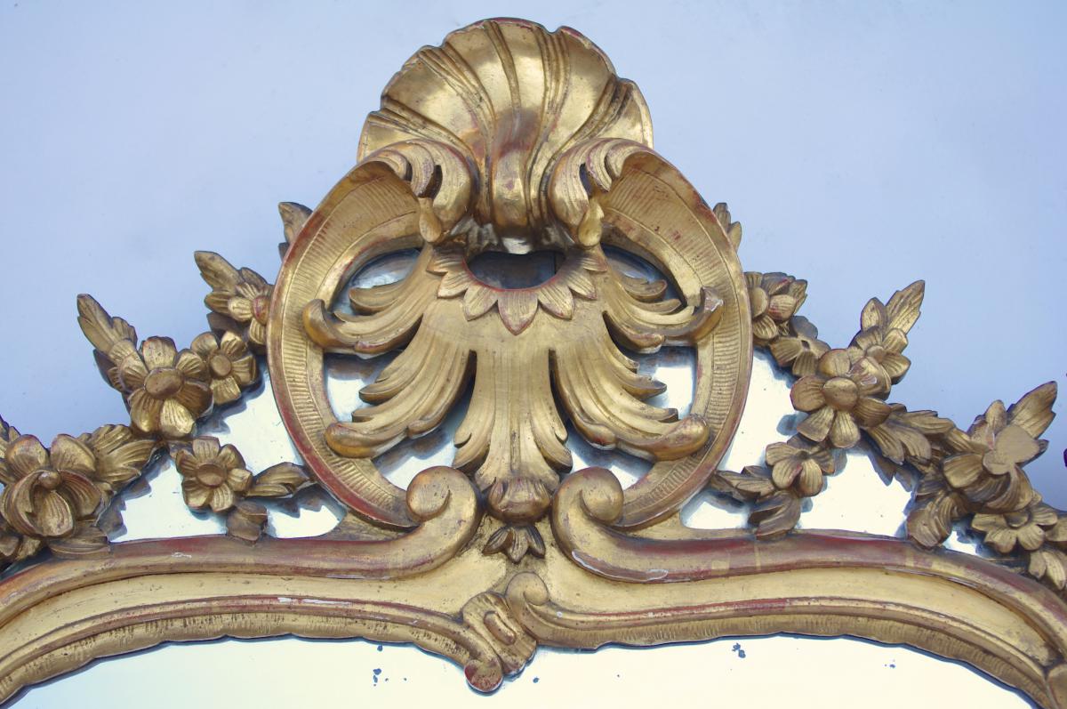 Miroir à parcloses de style Louis XV en bois doré, XIXe siècle - LS2582-photo-2