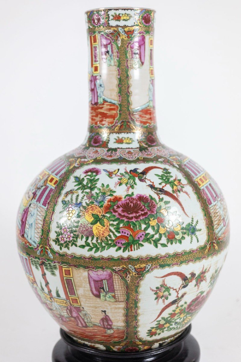 Pair Of Canton Porcelain Vases. Circa 1950.-photo-5