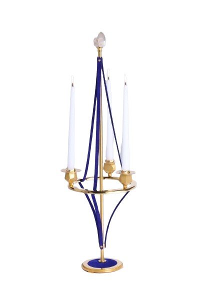 Candlestick In Golden Brass And Velvet. Contemporary Work. Ls59441457y