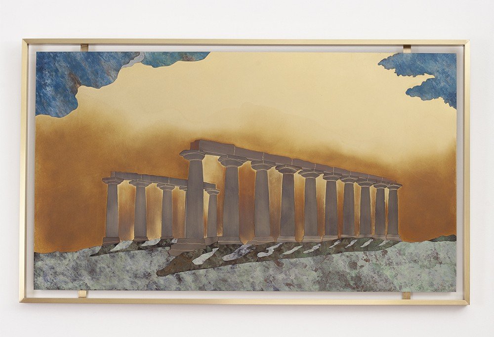 Panneau En Marqueterie De Laiton "Les Tavole Palatine, Opus IV". Travail Contemporain. Ls5947