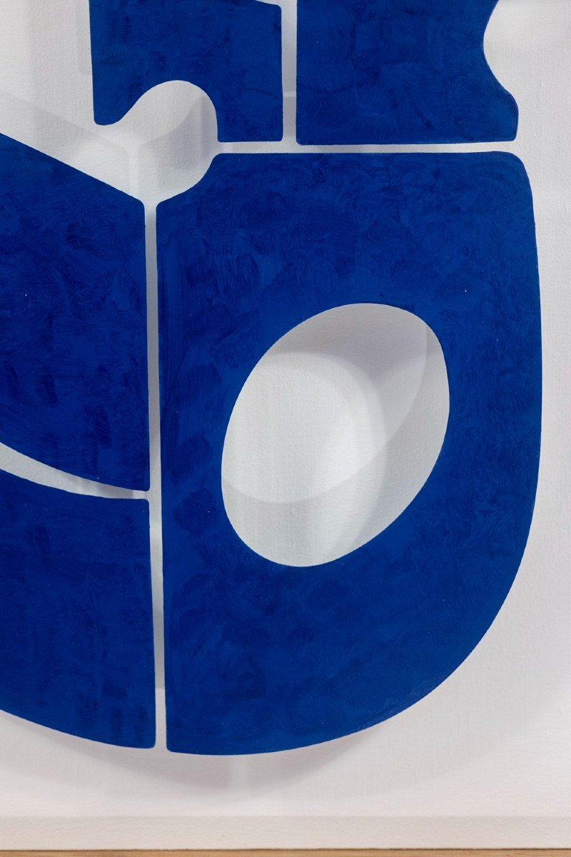 Decorative Panel “eva” In Blue Lacquered Metal. Contemporary Work.-photo-3