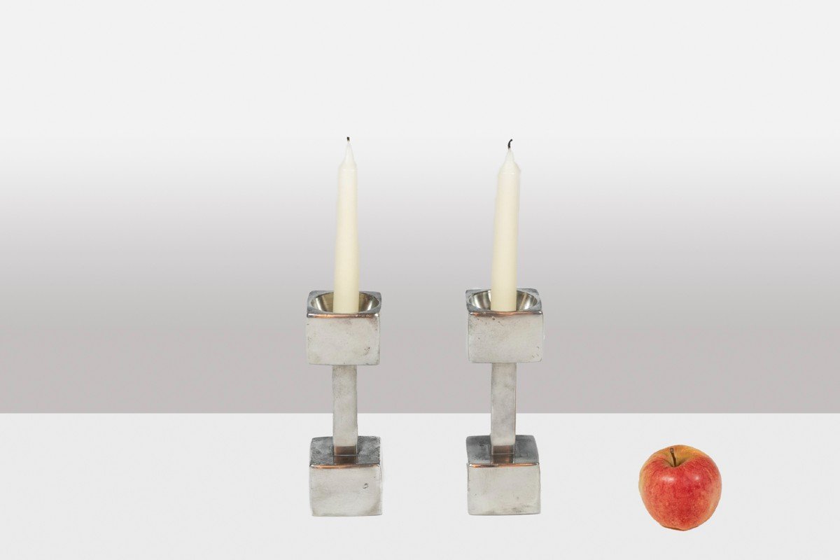 Astrid Fog For Just Denmark. Pair Of Candlesticks. 1960s.-photo-4