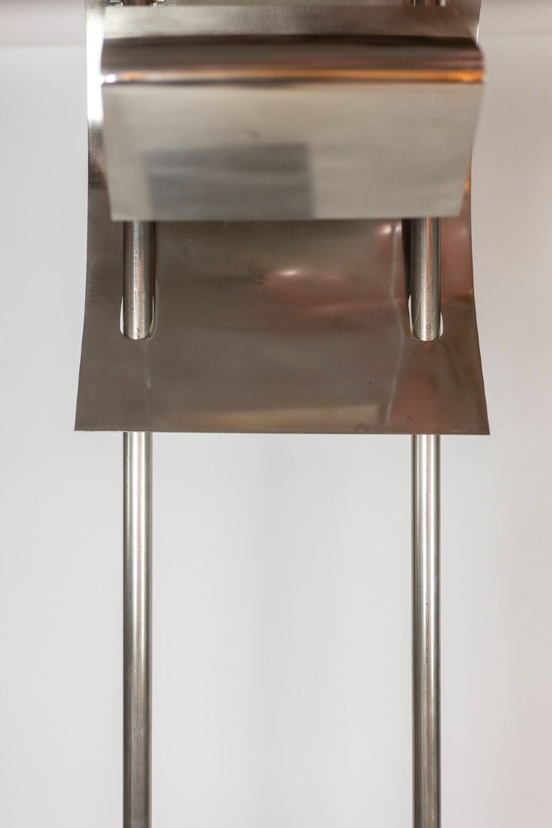 Geometric Floor Lamp In Silver Metal. 1980s.-photo-4