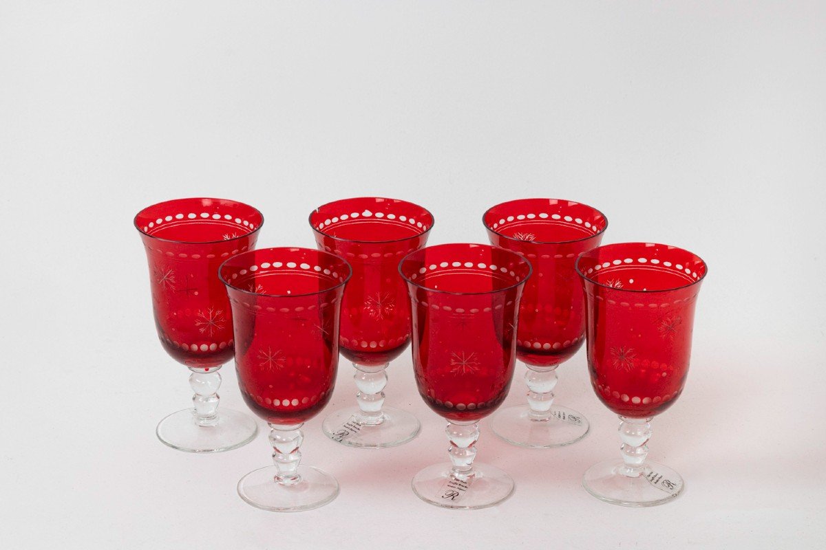 Ensemble De Verres De Style Cristal De Bohème, Travail Contemporain-photo-7