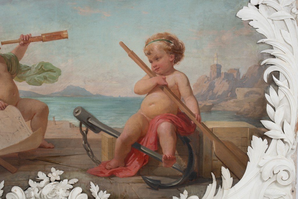 Pair Of Paintings Representing Allegories. Circa 1880.-photo-4