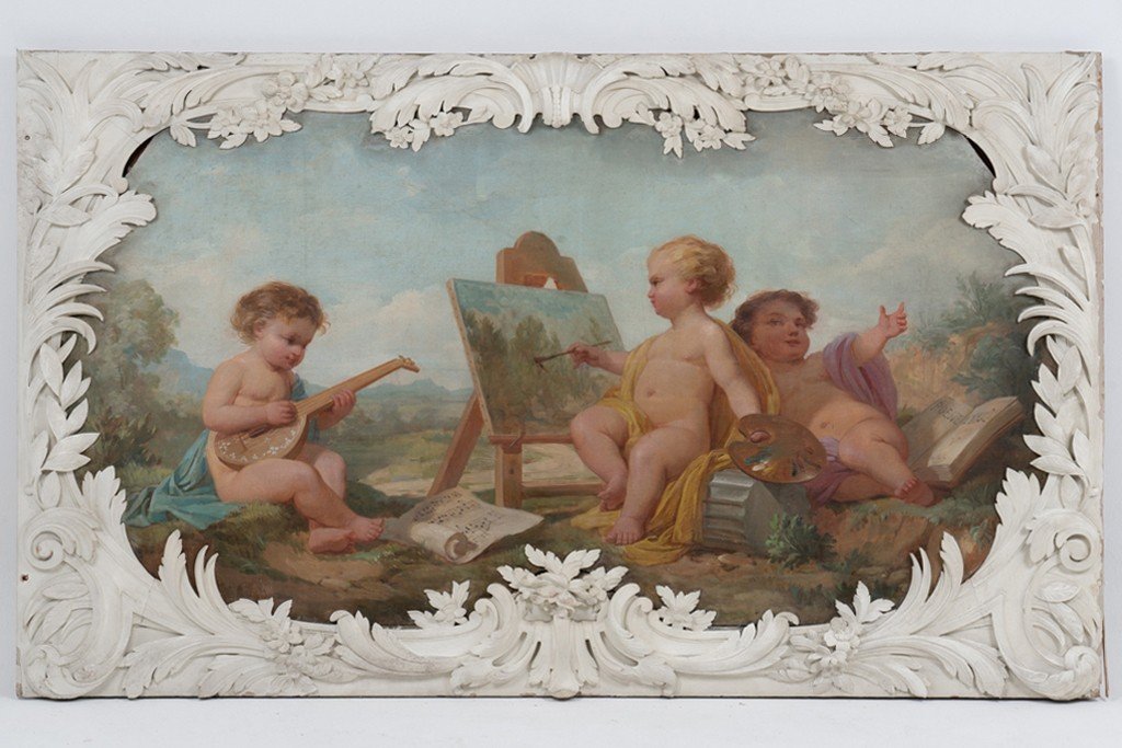 Pair Of Paintings Representing Allegories. Circa 1880.-photo-4