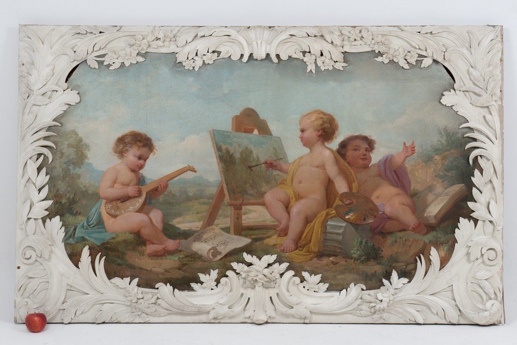 Pair Of Paintings Representing Allegories. Circa 1880.-photo-8