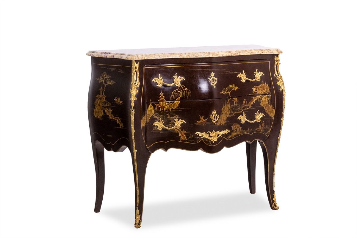 Paire De Commodes De Style Louis XV En Laque Et Bronze. Années 1950. Ls45583308c-photo-2