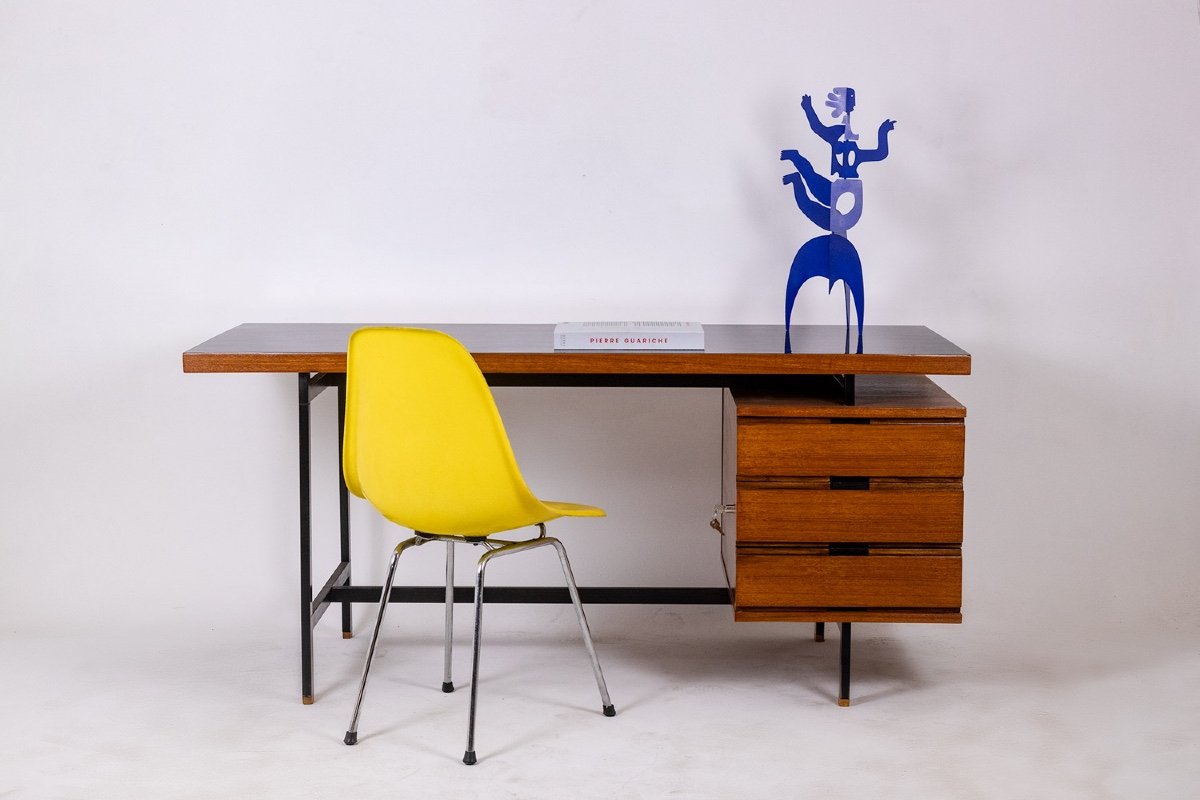 Pierre Guariche. Desk In Teak And Lacquered Metal. 1960s. Ls56631534m-photo-2