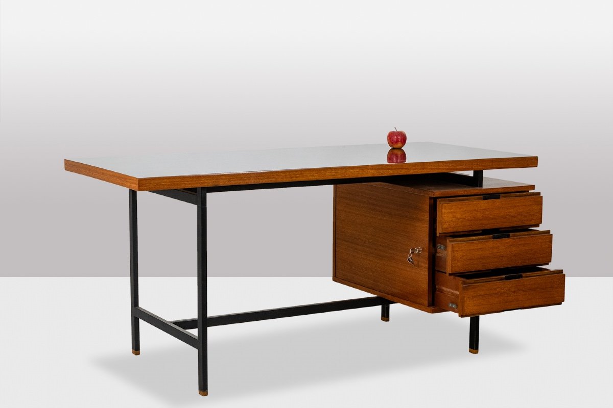 Pierre Guariche. Desk In Teak And Lacquered Metal. 1960s. Ls56631534m-photo-4