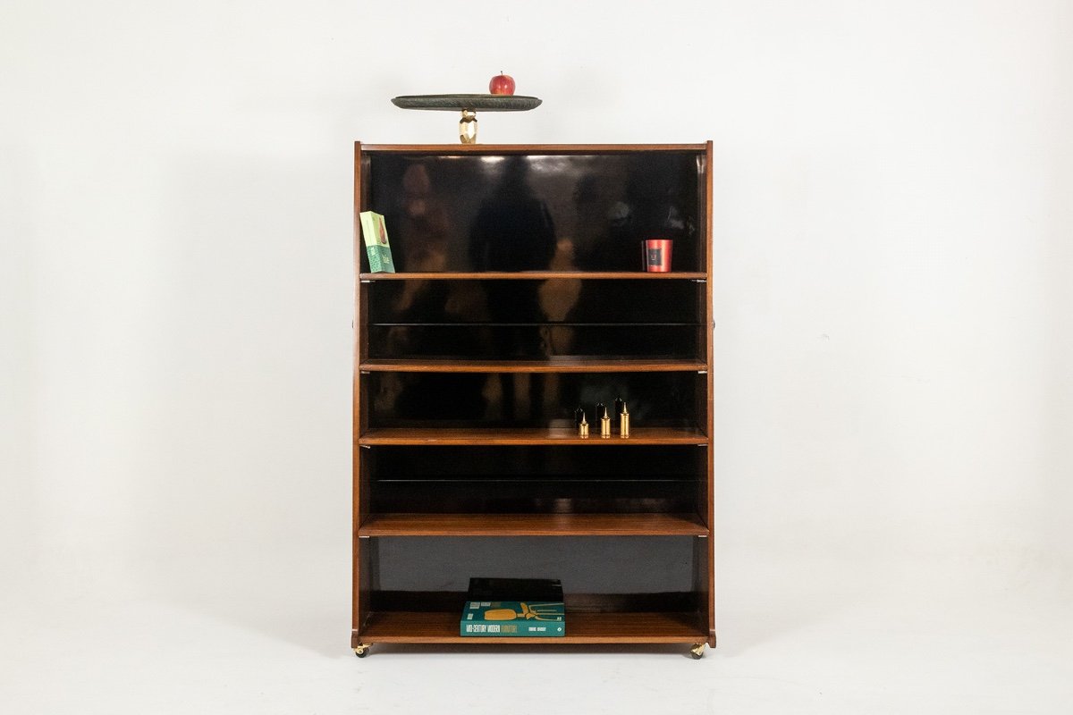 “double-sided” Rosewood Bookcase On Casters. Circa 1960. Ls58761008h-photo-2