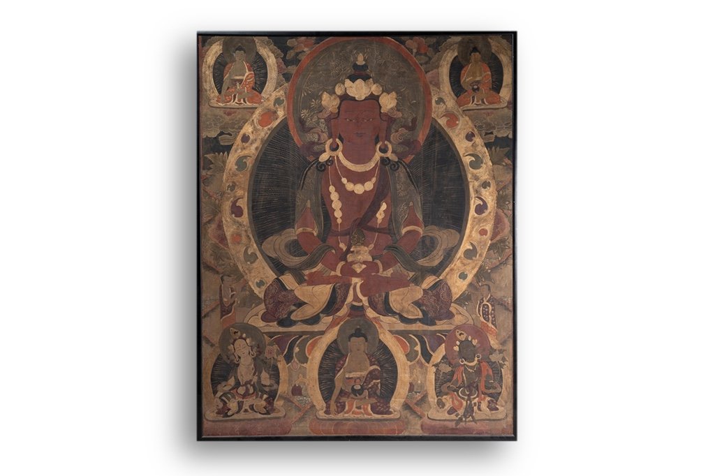 Tibetan Thangka Representing A Buddha. Late 19th Century. Ls53681809i