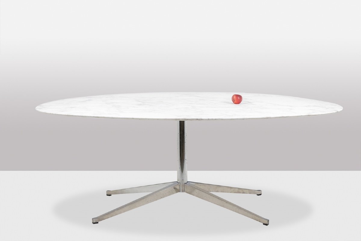 Florence Knoll For Knoll. Table In Marble And Chromed Metal. Circa 1970.. Ls54931408h-photo-2