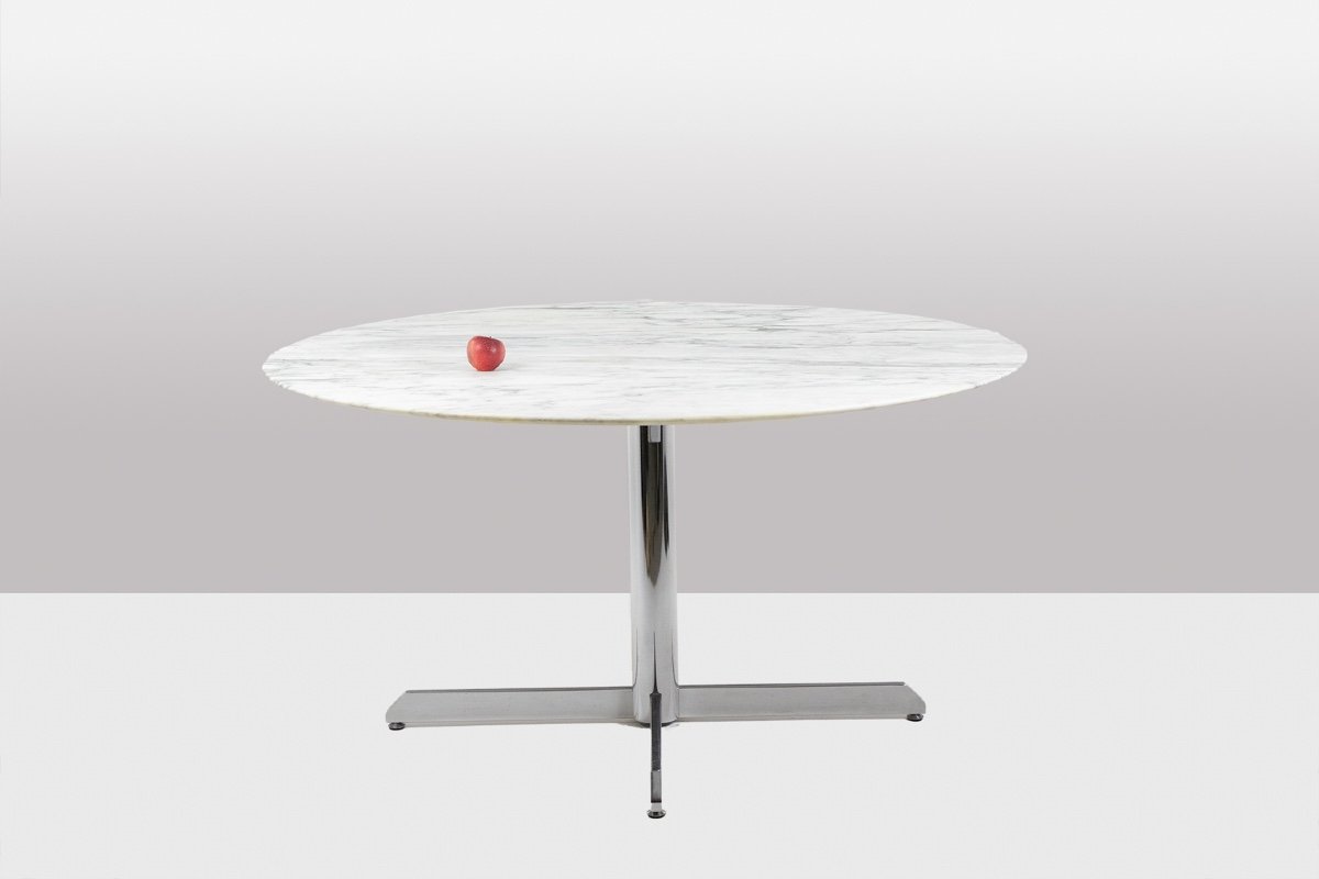 Florence Knoll For Knoll. Table In Marble And Chromed Metal. Circa 1960. Ls55671908u-photo-2