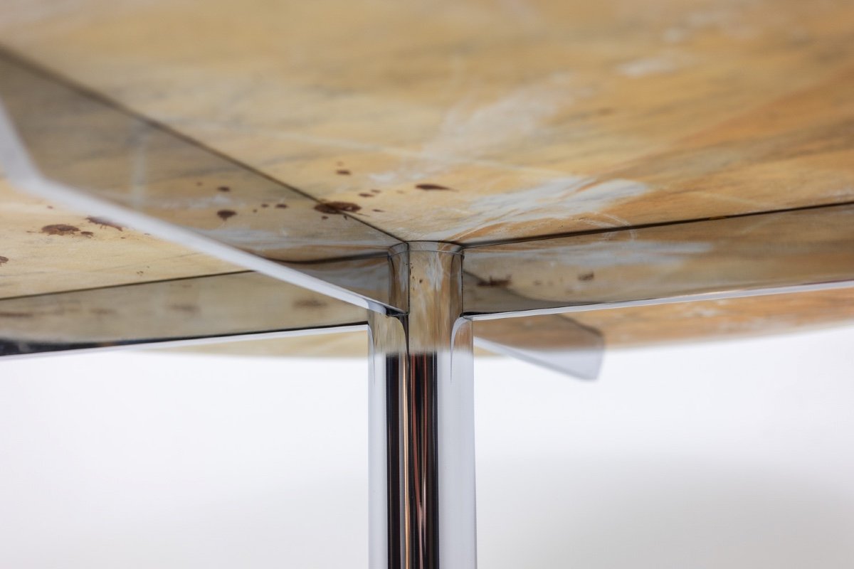 Florence Knoll For Knoll. Table In Marble And Chromed Metal. Circa 1960. Ls55671908u-photo-4