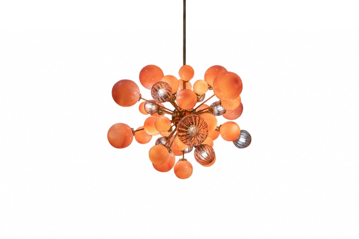 Large Sputnik Style Chandelier In Murano Glass. Contemporary Work. Ls57993856t