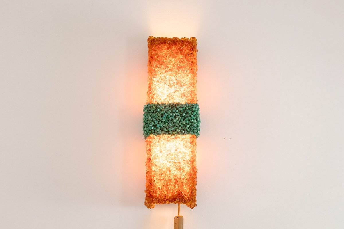 Pair Of Amazonite And Amber Wall Lights. Contemporary Artist Work. Ls60032086g-photo-2