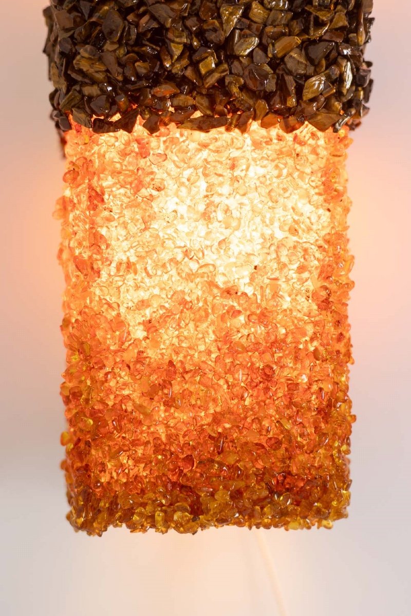 Pair Of “honey” Wall Lights In Amber And Tiger’s Eye. Contemporary Artist Work. Ls60042086g-photo-2