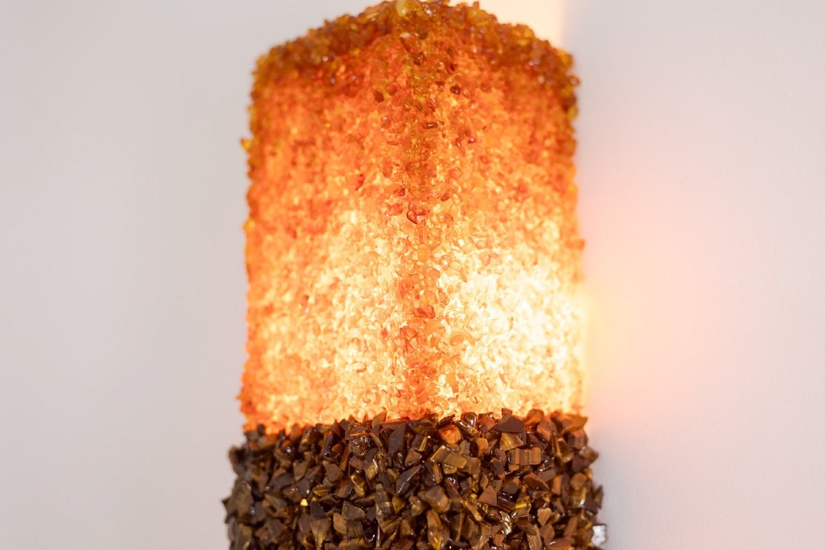 Pair Of “honey” Wall Lights In Amber And Tiger’s Eye. Contemporary Artist Work. Ls60042086g-photo-3