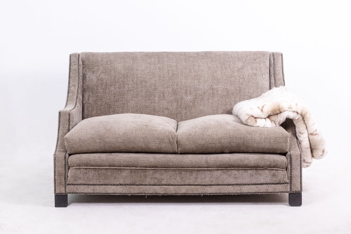 Rectangular Sofa In Gray Velvet. 1990s. Ls60311509a-photo-2