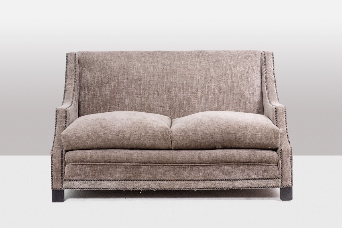 Rectangular Sofa In Gray Velvet. 1990s. Ls60311509a