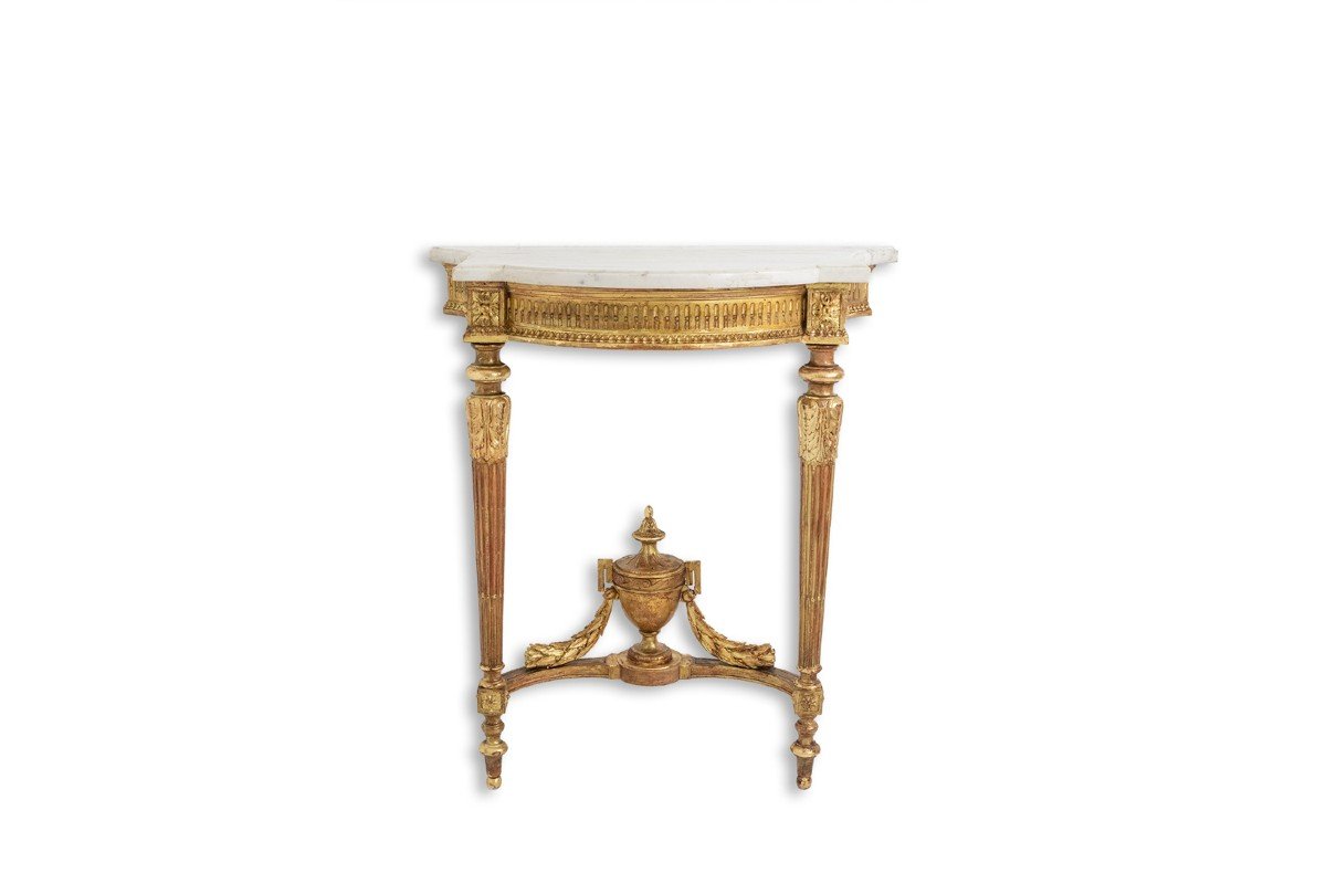 Console En Bois Doré Et Sculpté, Plateau De Marbre. Circa 1880. Ls5551b559p