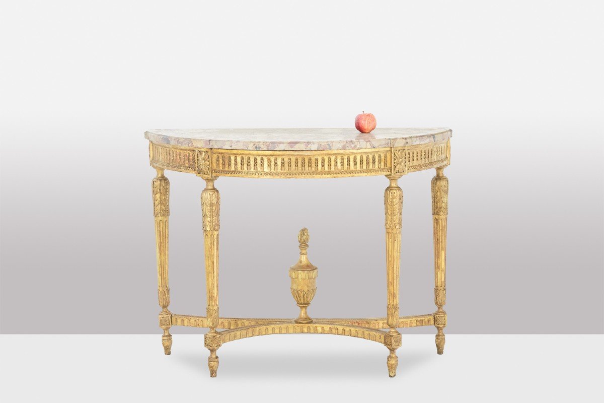 Console In Gilded Wood And Aleppo Breccia Marble. Circa 1780. Ls55691657j-photo-2