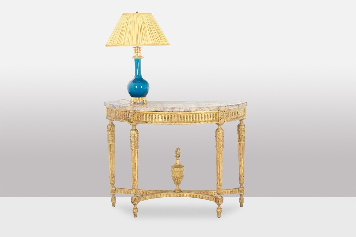 Console In Gilded Wood And Aleppo Breccia Marble. Circa 1780. Ls55691657j-photo-3