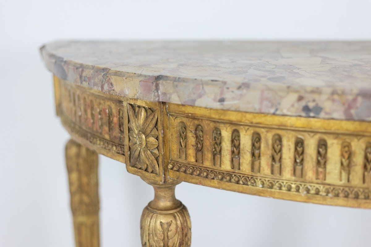 Console In Gilded Wood And Aleppo Breccia Marble. Circa 1780. Ls55691657j-photo-2