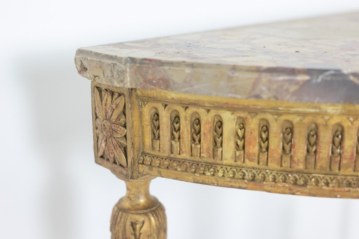 Console In Gilded Wood And Aleppo Breccia Marble. Circa 1780. Ls55691657j-photo-5