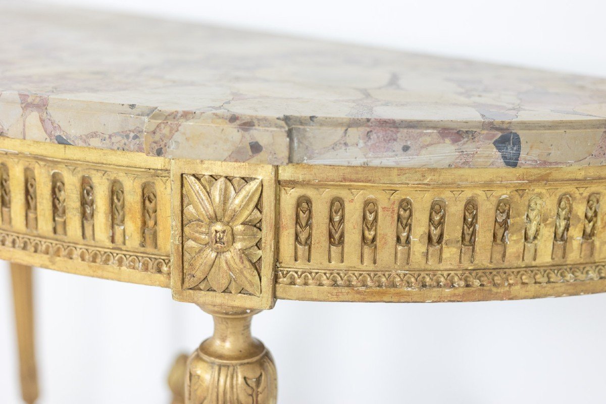 Console In Gilded Wood And Aleppo Breccia Marble. Circa 1780. Ls55691657j-photo-8