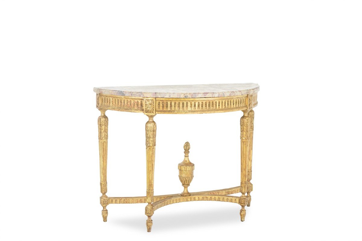 Console In Gilded Wood And Aleppo Breccia Marble. Circa 1780. Ls55691657j