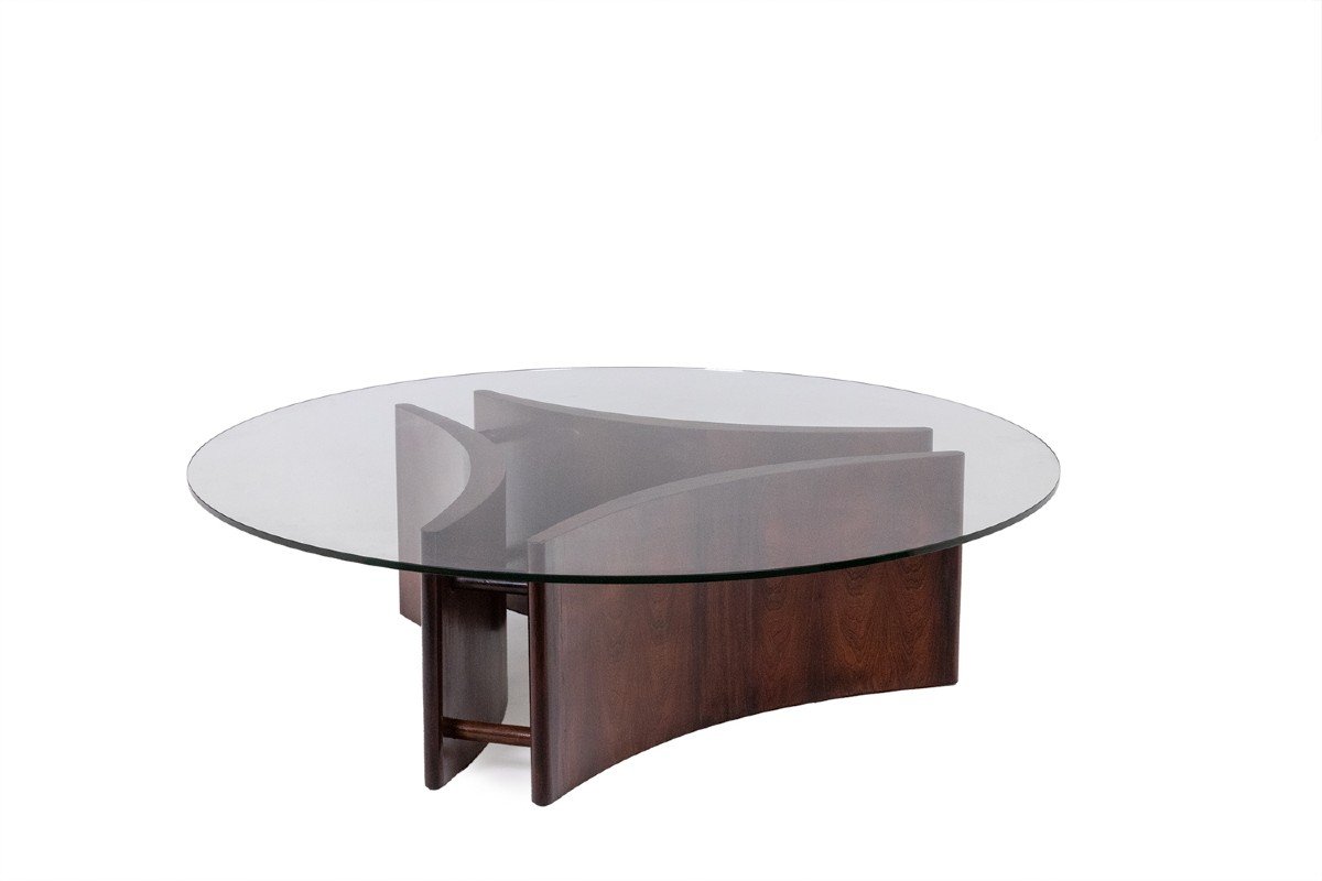 Rosewood Coffee Table, Concave Shape. 1970s. Ls59121106a