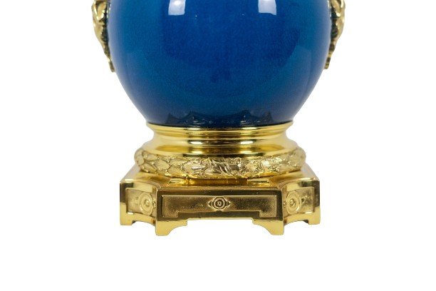 Lamp With Blue Porcelain And Gilded Bronze Handles. Circa 1880. Ls6040309i-photo-2