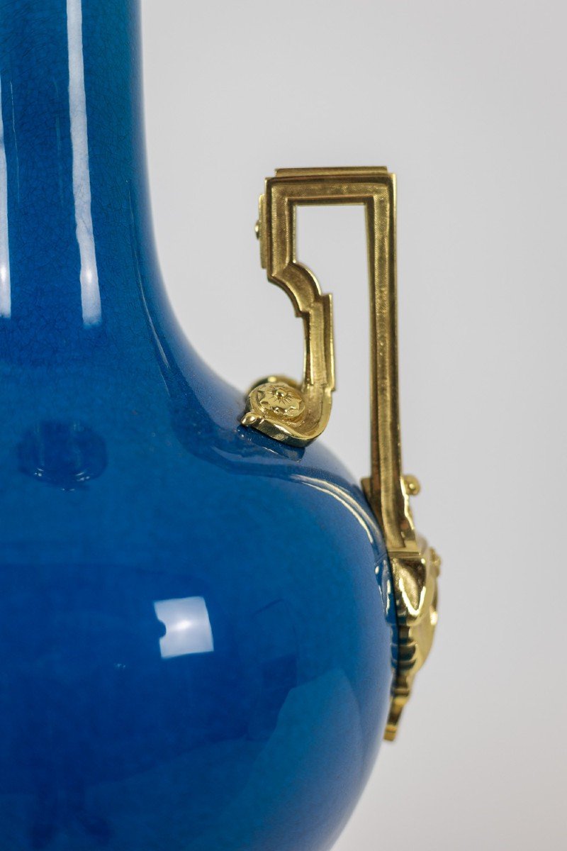 Lamp With Blue Porcelain And Gilded Bronze Handles. Circa 1880. Ls6040309i-photo-3