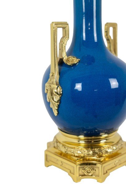 Lamp With Blue Porcelain And Gilded Bronze Handles. Circa 1880. Ls6040309i-photo-4