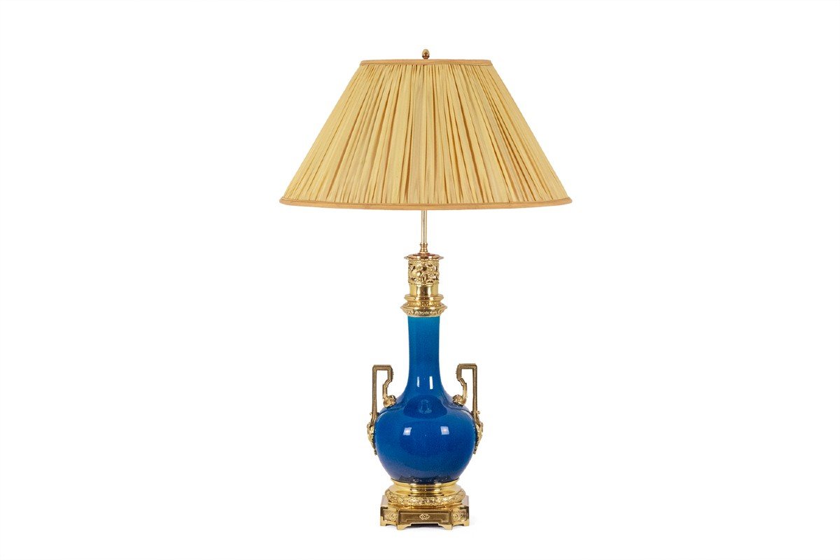 Lamp With Blue Porcelain And Gilded Bronze Handles. Circa 1880. Ls6040309i