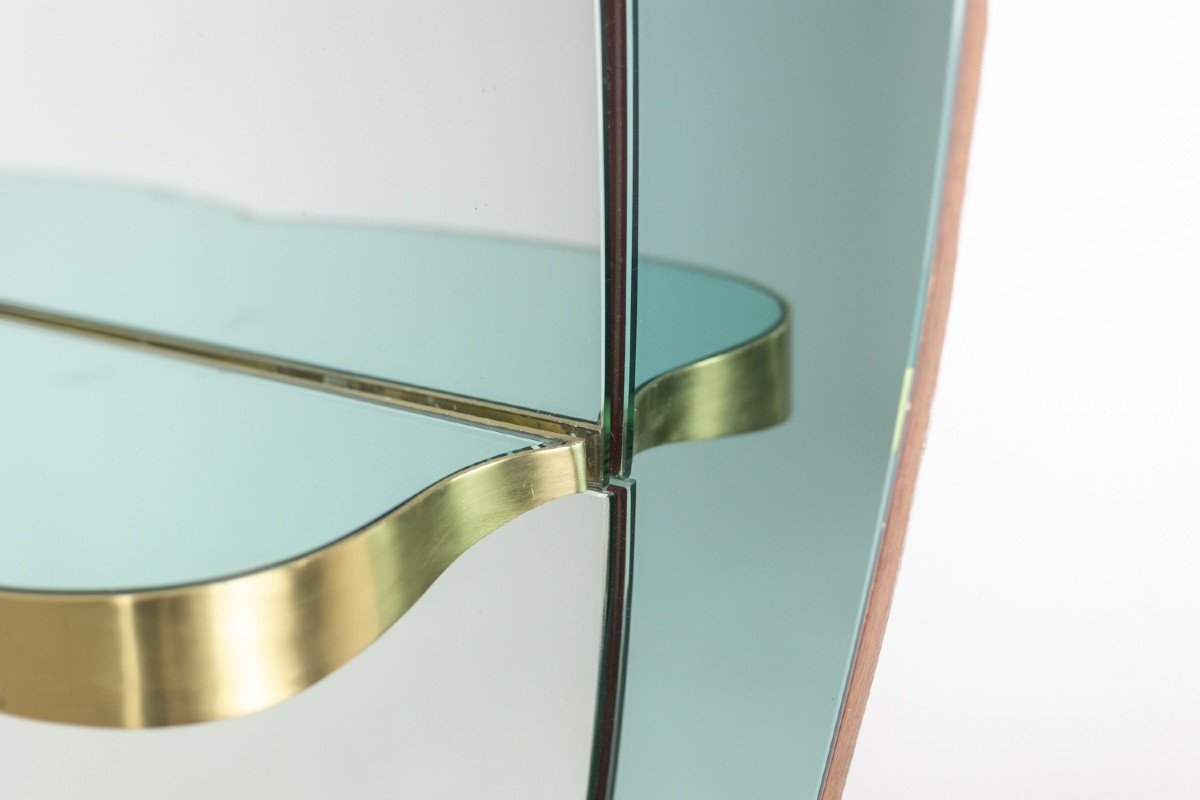 Console Mirror In Two-tone Glass And Gilded Brass. Circa 1950. Ls60431154j-photo-4